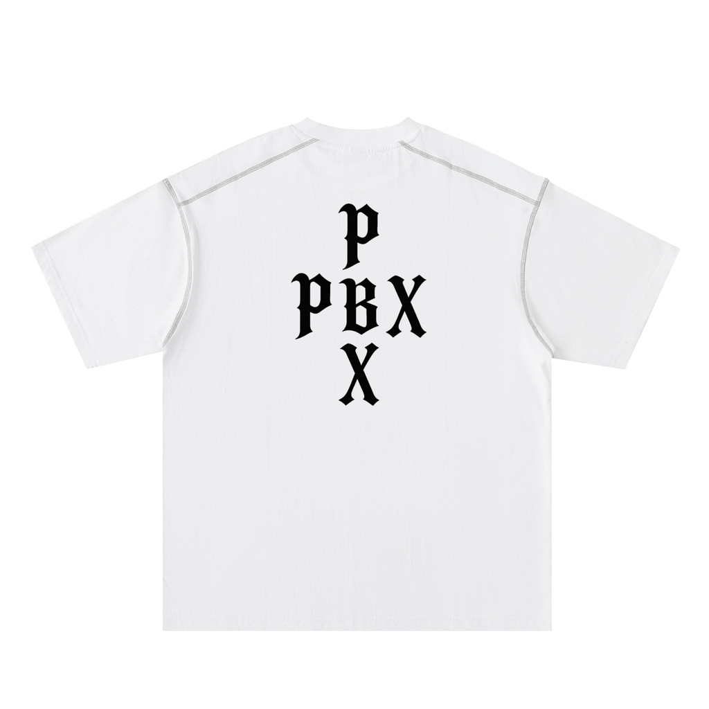 PBX White Oversized Contrast Cotton Tee