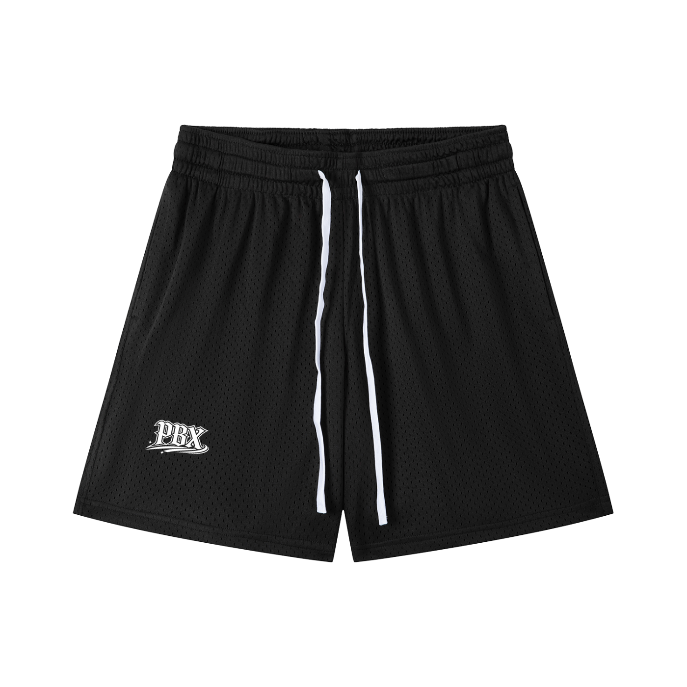 PBX Black Mesh Drawstring Shorts