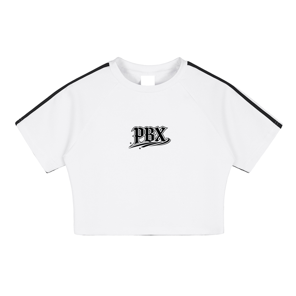 PBX White Taped Performance Crop Top